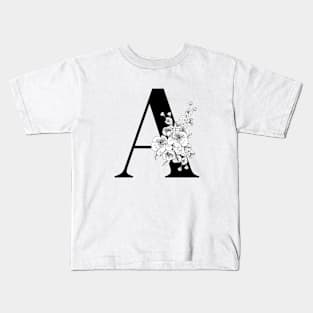 A alphabet Botanical cherry blossom sakura flowers Kids T-Shirt